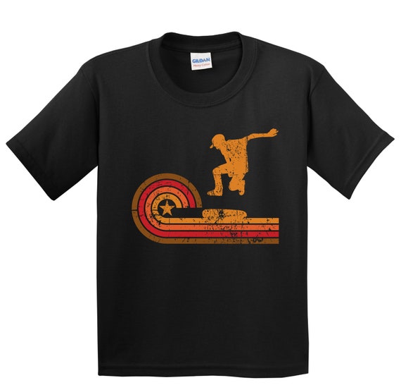 Boys Skateboarding Shirt Retro Skateboarder Kids T-shirt