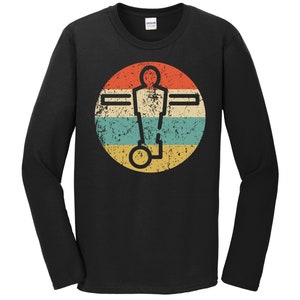 Foosball Long Sleeve T-Shirt - Foosball Man Icon Retro 1970's Style Foosball Player Shirt