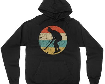 Field Hockey Hoodie - Retro Field Hockey Player Icon Hooded Sweatshirt