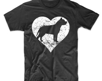 Pit Bull Shirt - Distressed Pit Bull Heart Dog Owner Graphic T-Shirt