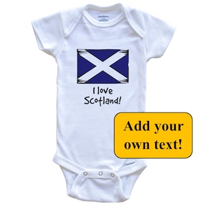 Scottish Flag Custom Text Personalized Baby Bodysuit - Scotland Flag Baby Bodysuit