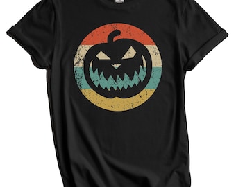 Camiseta de Halloween - Camiseta retro con icono de calabaza Jack-O-Lantern