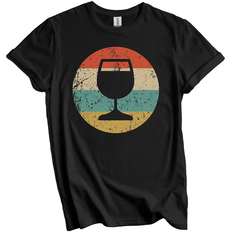 Wine Connoisseur Shirt - Wine Lover Gift - Sommelier Shirt - Vintage Retro Wine Glass Shirt - Wine Icon Shirt Black