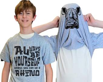 Always Be Yourself Unless You Can Be A Rhino Flip Shirt - Funny Rhinoceros Face Flip Tee T-Shirt for Kids and Adults