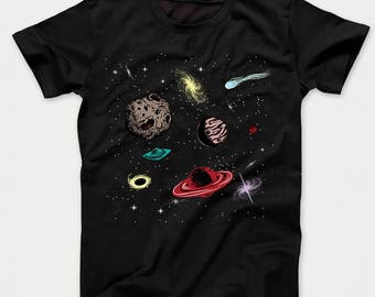 Illustration Of The Universe Outer Space Science Kids T-Shirt