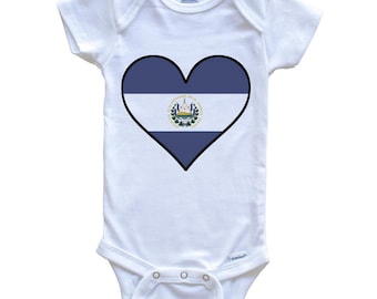Salvadorianische Flagge Baby Body - Süßer Salvadorianischer Flaggen Herz - El Salvador Baby Bodysuit