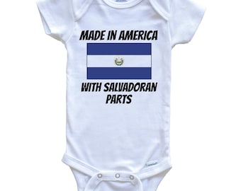 Hergestellt in Amerika mit salvadorianischen Teilen El Salvador Flagge Lustiger Babybody - niedlicher einteiliger Babybody