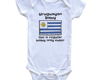 Uruguayan Baby Like A Regular Baby Only Cuter Funny Uruguay Flag Baby Bodysuit - Funny Baby Shower Gift