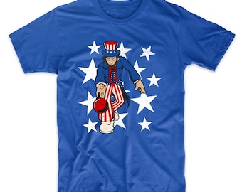 Abraham Lincoln Playing Bocce Funny 4th of July Bocce Ball T-Shirt - Royal Blue July 4th Shirt - Adult and Kids