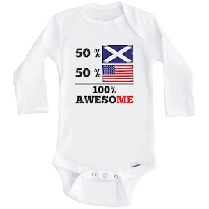 50 Percent Scottish 50 Percent American 100% Awesome Funny Scotland Flag One Piece Baby Bodysuit (Long Sleeve)