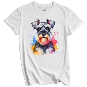Miniature Schnauzer Shirt - Miniature Schnauzer Rainbow Watercolor Portrait Dog Lover T-Shirt - Mini Schnauzer Gift - Mini Schnauzer Mom