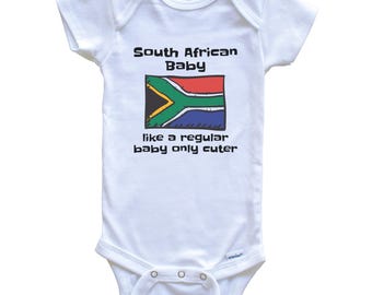 South African Baby Like A Regular Baby Only Cuter Funny South Africa Flag Baby Bodysuit - Funny Baby Shower Gift