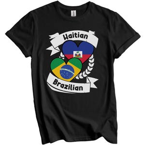 Haitian Brazilian Heart Flags Haiti Brazil T-Shirt