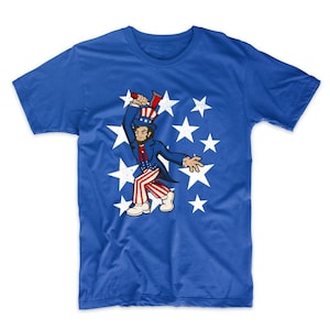 Abraham Lincoln Throwing Axe Funny 4th of July Axe Throwing T-Shirt - Royal Blue July 4th Shirt - Adult and Kids