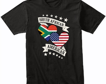 Camiseta con la bandera de Sudáfrica y Estados Unidos - Idea de regalo: Camiseta con la bandera de Sudáfrica