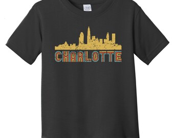 Charlotte Toddler Shirt - Retro Style Charlotte North Carolina Skyline Toddler T-Shirt