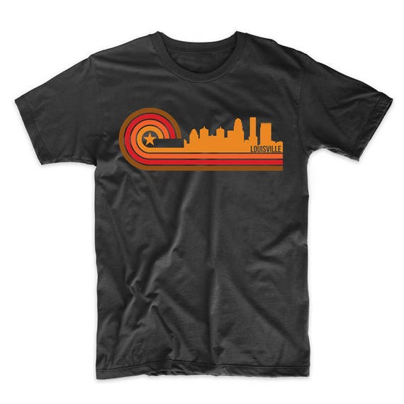 Retro Style Louisville Kentucky Skyline T-shirt Men's 