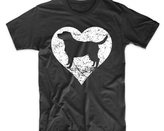 Camiseta de Labrador Retriever - Camiseta gráfica desgastada con corazón de Labrador Retriever para dueños de perros