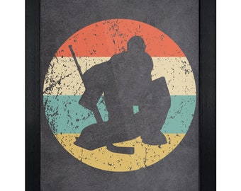 Hockey Art Print - Retro Hockey Goalie Wall Art - Hockey Icon Artwork - 8"x10" Framed or Unframed