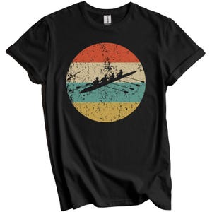 Rowing Shirt - Crew Coach Gift - Crew Boat Rowing Silhouette Retro Rower T-Shirt