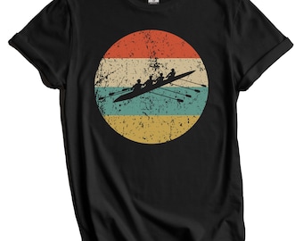 Rowing Shirt - Crew Coach Gift - Crew Boat Rowing Silhouette Retro Rower T-Shirt