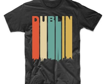 Men's Dublin Shirt - Vintage Retro 1970's Style Dublin Ireland Cityscape Downtown Skyline Shirt - Dublin Ireland Shirt