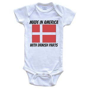 Made In America With Danish Parts Denmark Flag Funny   Baby Bodysuit - Cute One Piece Baby Bodysuit