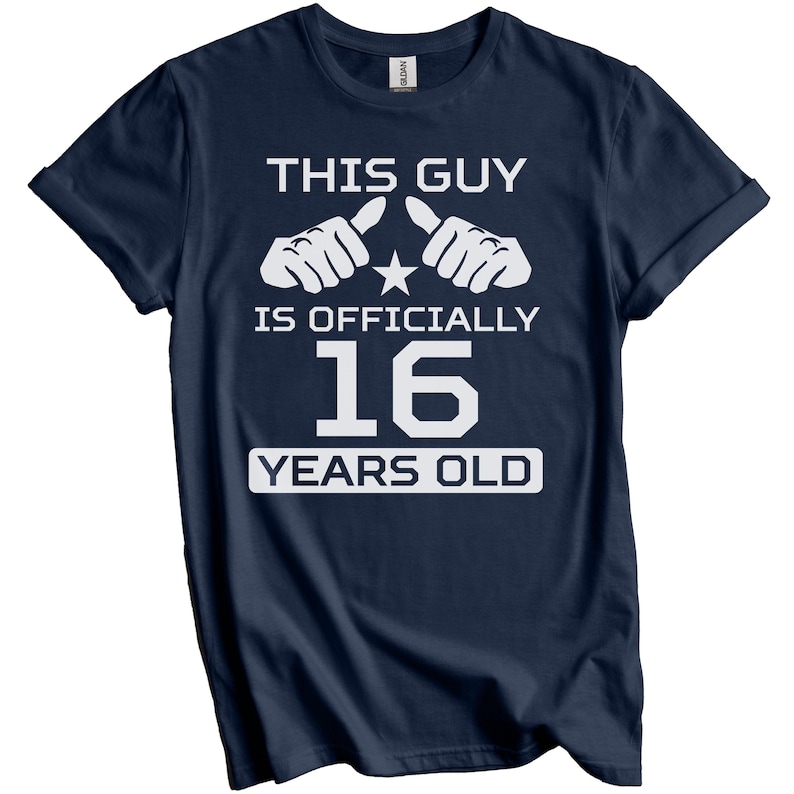 16th Birthday Shirt - This Guy Is Officially 16 Years Old Funny Birthday T-Shirt for Boys - 16th Birthday Party Shirt, 16th Birthday Gift Navy Blue