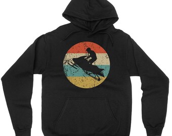Snowmobile Hoodie - Retro Snowmobiling Hooded Sweatshirt - Snowmobiler Icon Hoodie