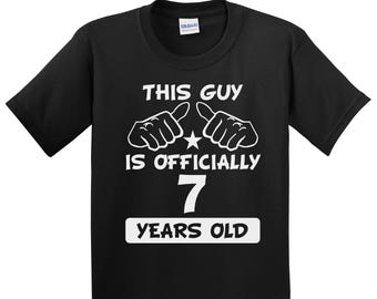 Boys 7th Birthday Shirt - This Guy Is Officially 7 Years Old Boys Birthday Shirt by Really Awesome Shirts