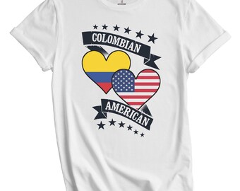 Kolumbianisches amerikanisches Herz kennzeichnet Kolumbien USA T-Shirt - Kolumbien-Shirt Geschenkidee - Kolumbien-Flaggen-Shirt
