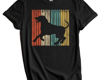 Rhodesian Ridgeback Shirt - Retro Rhodesian Ridgeback T-Shirt - Gift for Rhodesian Ridgeback Owner - Dog Silhouette Distressed Vintage Look