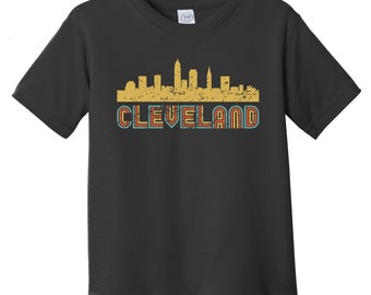 Cleveland Toddler Shirt - Retro Style Cleveland Ohio Skyline Toddler T-Shirt