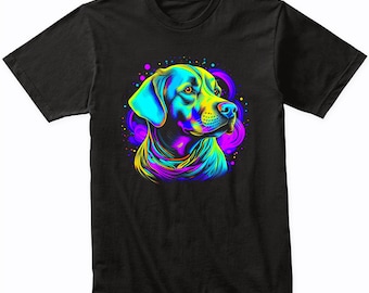 Camiseta de arte psicodélico de Labrador Retriever - Regalo para dueños de Labrador Retriever - Camiseta de Labrador Retriever - Arcoíris de acuarela brillante y colorido