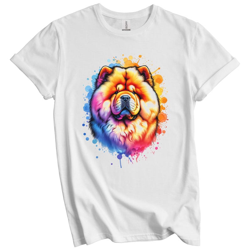 Chow Chow Shirt - Chow Chow Rainbow Watercolor Portrait Dog Lover T-Shirt - Chow Chow Gift - Chow Chow Mom, Chow Chow Dad image 1