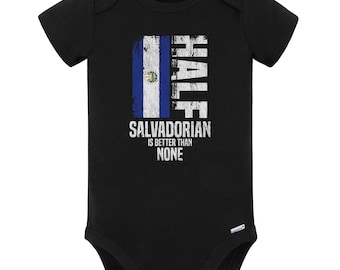 Halb Salvadorian ist besser als keiner Lustiger Salvadorian Flagge Baby Body (schwarz) - niedliche El Salvador Baby Geschenkidee