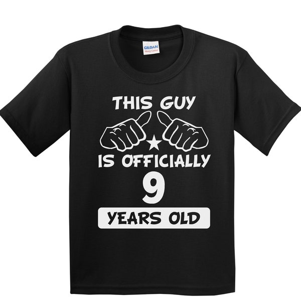 Boys 9th Birthday Shirt - This Guy Is Officially 9 Years Old Boys Birthday Shirt by Really Awesome Shirts