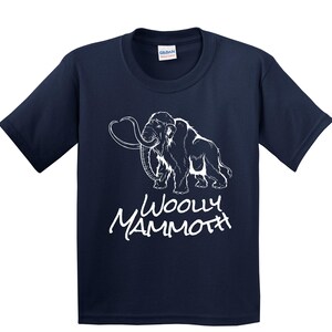 Kids Woolly Mammoth Shirt - Woolly Mammoth Sketch Cool Prehistoric Animal Youth T-Shirt Navy Blue