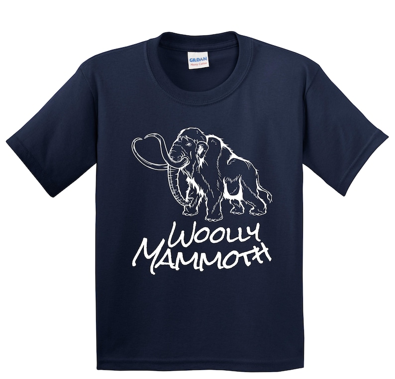 Kids Woolly Mammoth Shirt - Woolly Mammoth Sketch Cool Prehistoric Animal Youth T-Shirt Navy Blue