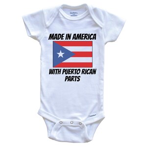 Made In America With Puerto Rican Parts Puerto Rico Flag Funny   Baby Bodysuit - Cute One Piece Baby Bodysuit