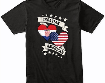 T-shirt Kroatisch-Amerikaanse hartvlaggen Kroatië VS - cadeau-idee shirt Kroatië - shirt Kroatische vlag