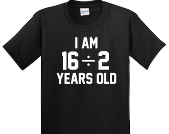 Kids 8th Birthday Shirt - I Am 16 Divided By 2 Years Old - 8 Years Old - Funny 8th Birthday Shirt