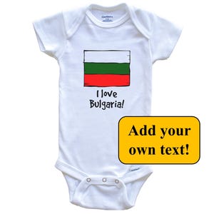 Bulgarian Flag Custom Text Personalized Baby Bodysuit - Bulgaria Flag Baby Bodysuit