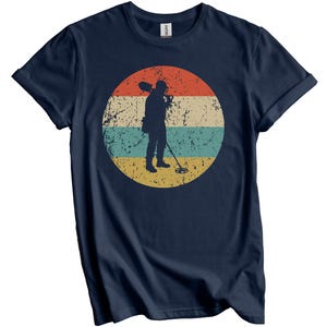 Metal Detecting Shirt - Vintage Retro Coinshooter T-Shirt - Metal Detectorist Gift - Treasure Hunting Icon Shirt Navy Blue
