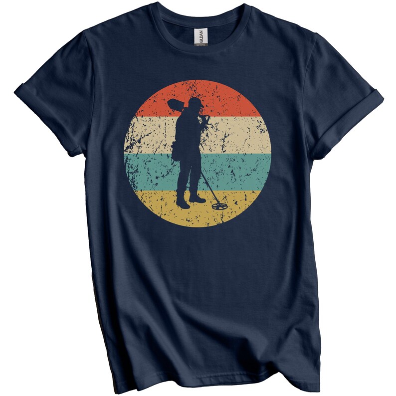 Metal Detecting Shirt - Vintage Retro Coinshooter T-Shirt - Metal Detectorist Gift - Treasure Hunting Icon Shirt Navy Blue