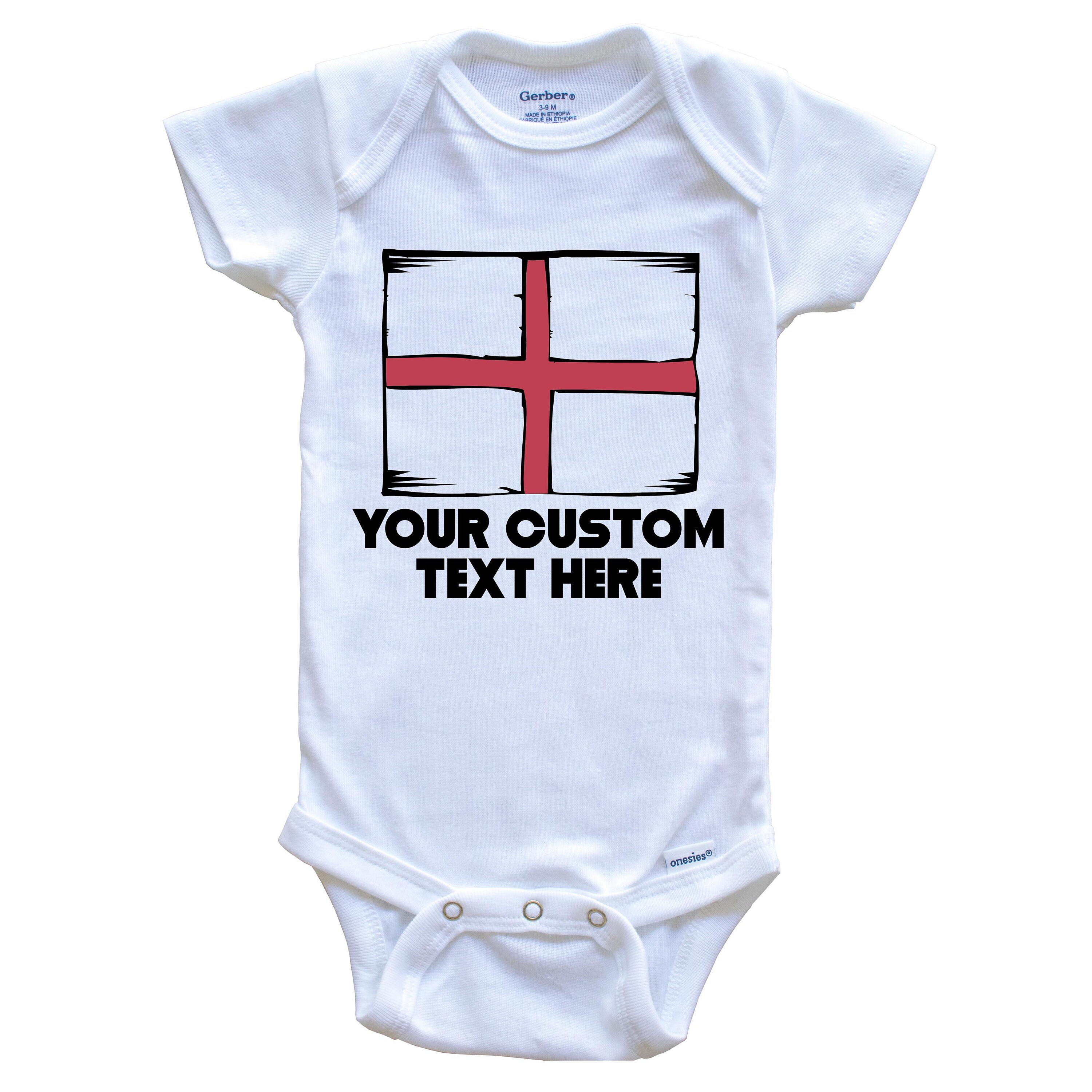 English Flag Custom Text Personalized Baby Onesie England Etsy