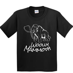 Kids Woolly Mammoth Shirt - Woolly Mammoth Sketch Cool Prehistoric Animal Youth T-Shirt Black