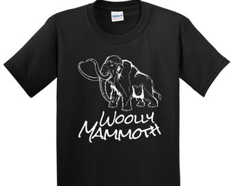 Kids Woolly Mammoth Shirt - Woolly Mammoth Sketch Cool Prehistoric Animal Youth T-Shirt