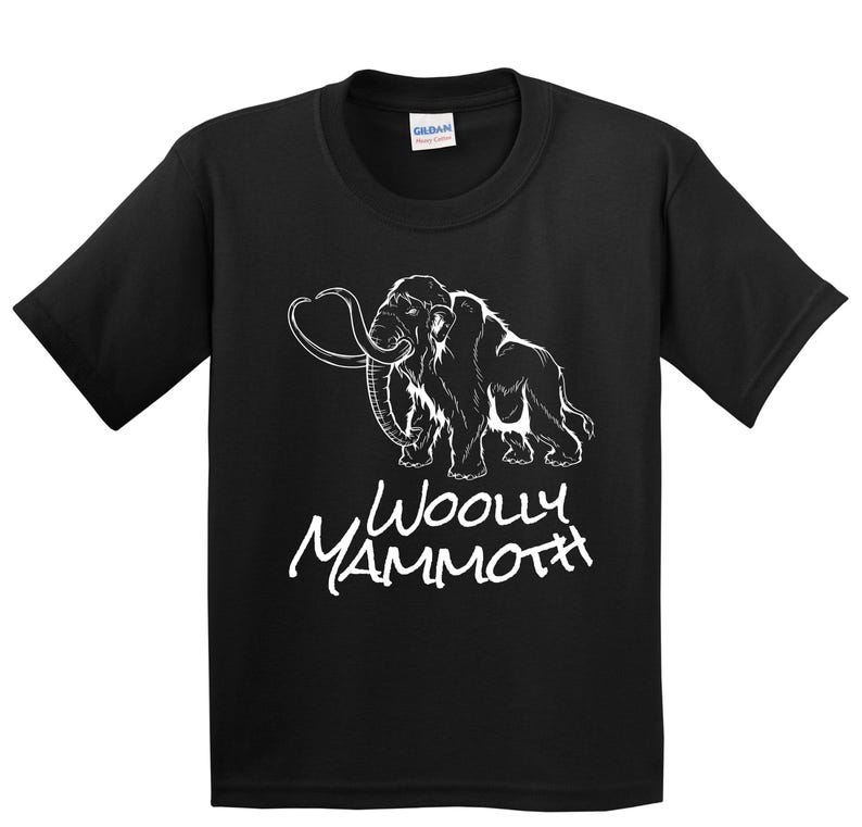 Kids Woolly Mammoth Shirt - Woolly Mammoth Sketch Cool Prehistoric Animal Youth T-Shirt Black