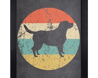 Labrador Retriever Art Print - Retro Lab Wall Art - Dog Silhouette Icon Artwork - 8"x10" Framed or Unframed